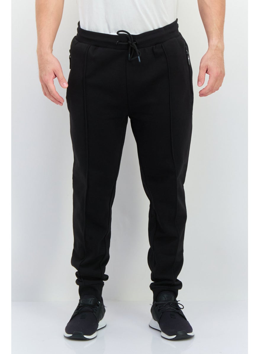 Men Regular Fit Plain Jogger Pants, Black