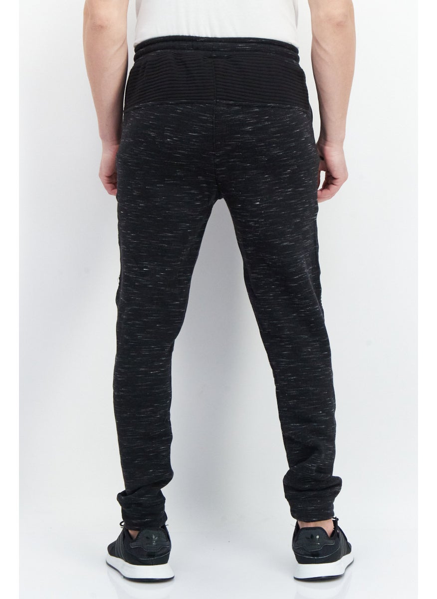 Men Regular Fit Heather Sweatpants, Black
