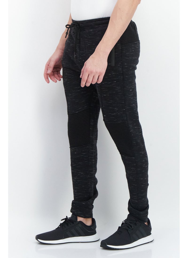 Men Regular Fit Heather Sweatpants, Black