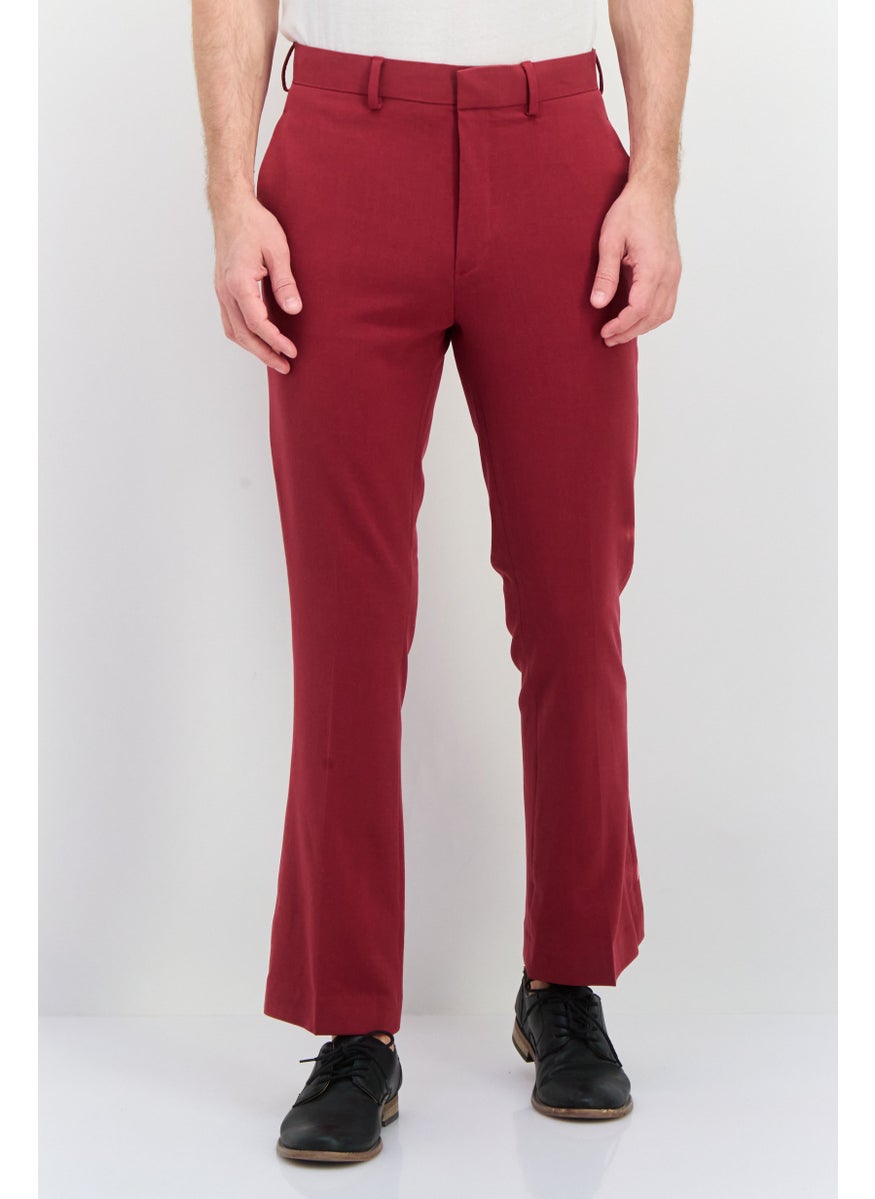 Men Regular Fit Sold Chino Pant, Burgundy