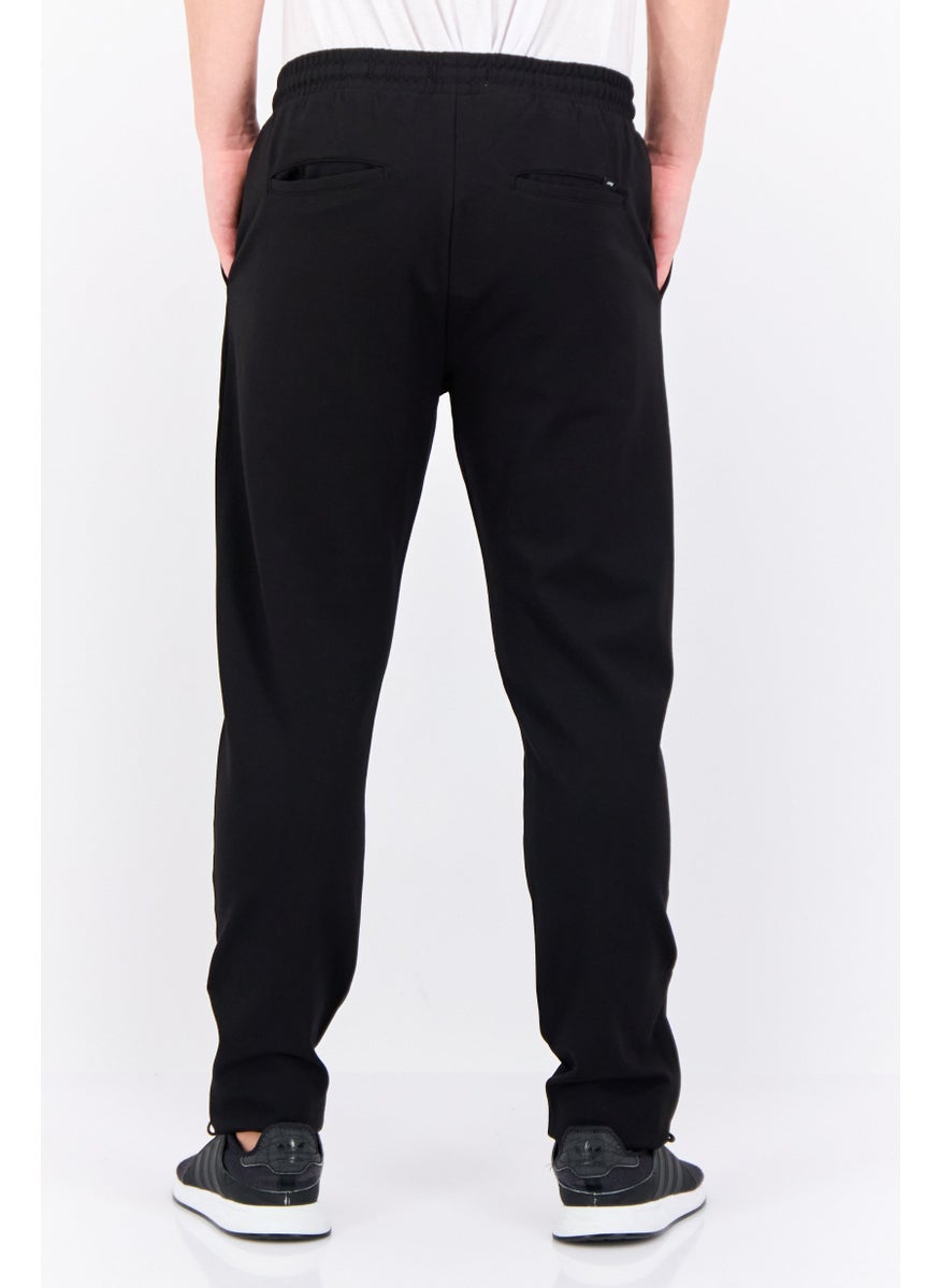 Men Regular Fit Plain Jogger Pants, Black