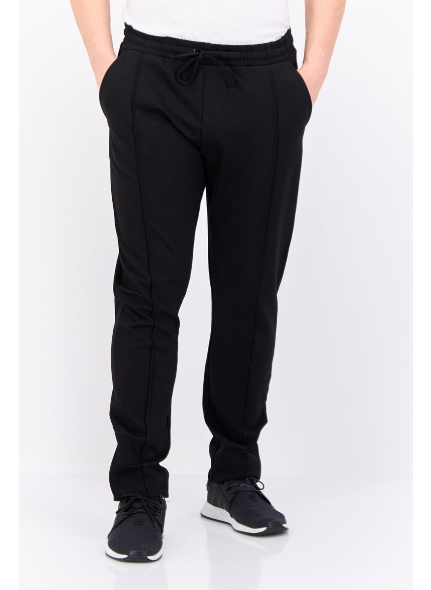 Men Regular Fit Plain Jogger Pants, Black