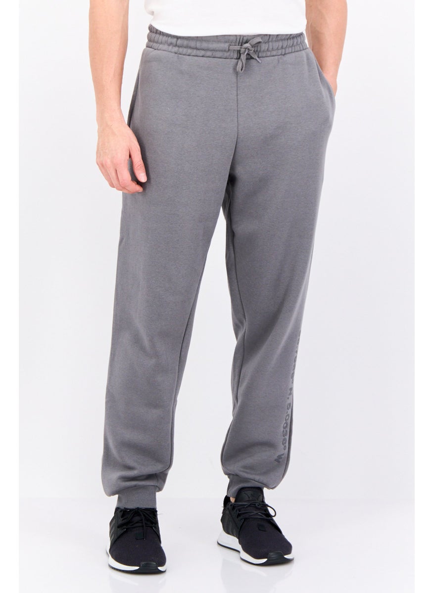 Men Regular Fit Drawstring Solid Sweatpants, Grey