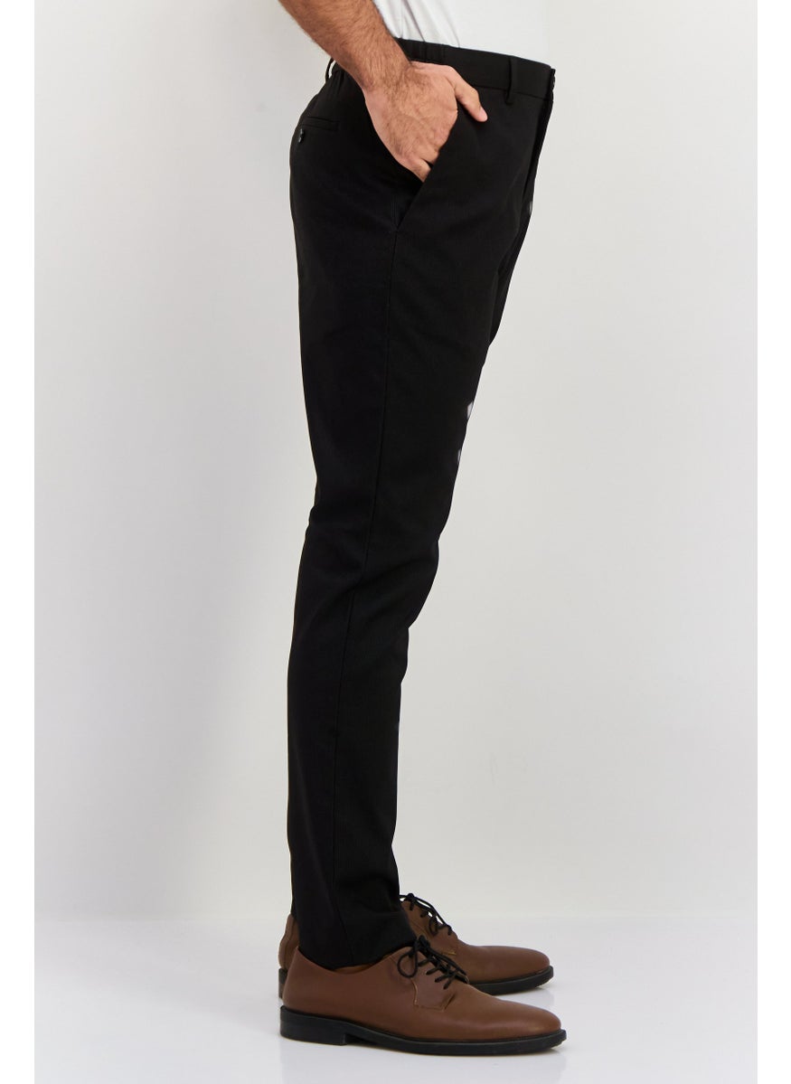 Men Regular Fit Micro Dots Straight Leg Pants, Black