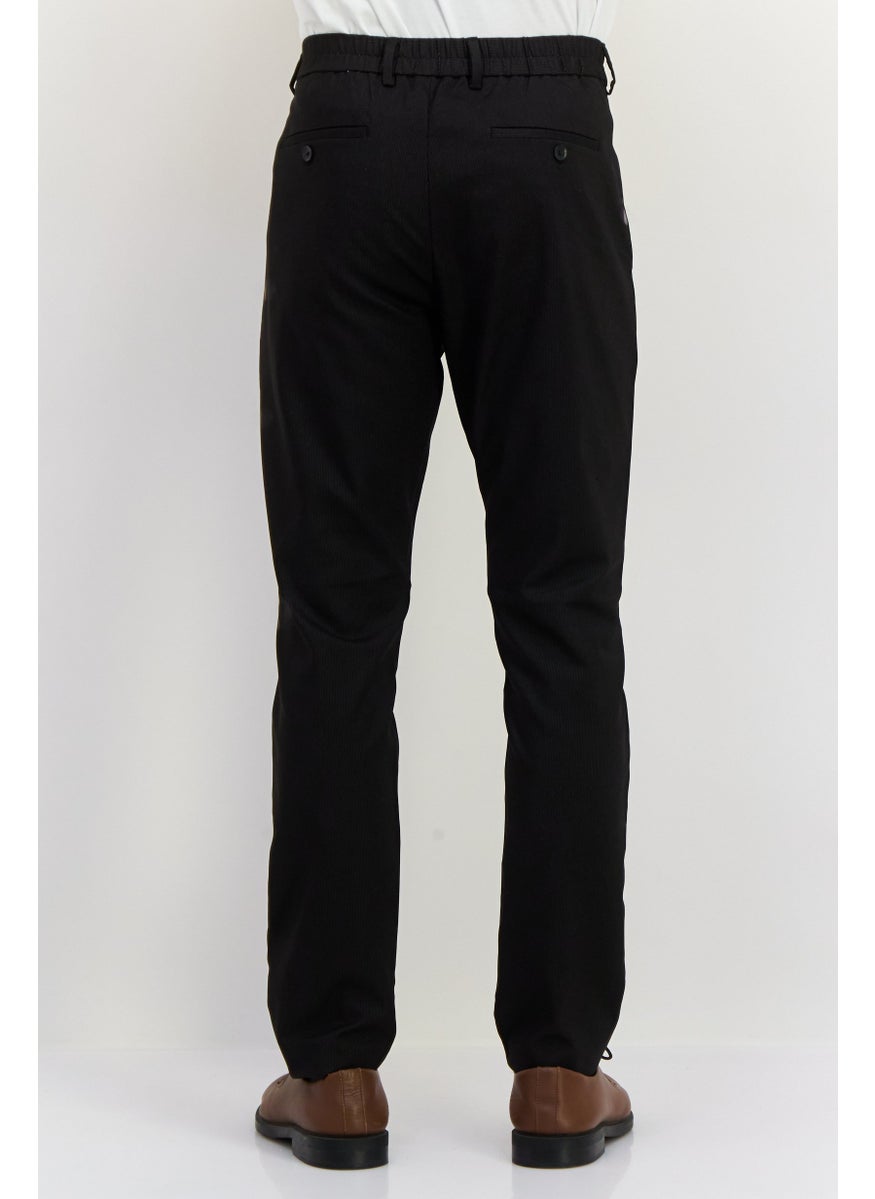 Men Regular Fit Micro Dots Straight Leg Pants, Black