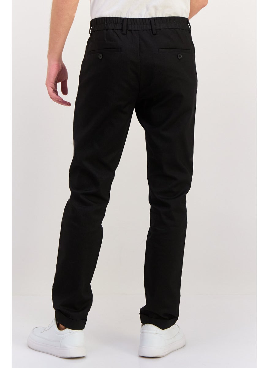 Men Slim Fit Micro Dots Chino Pants, Black
