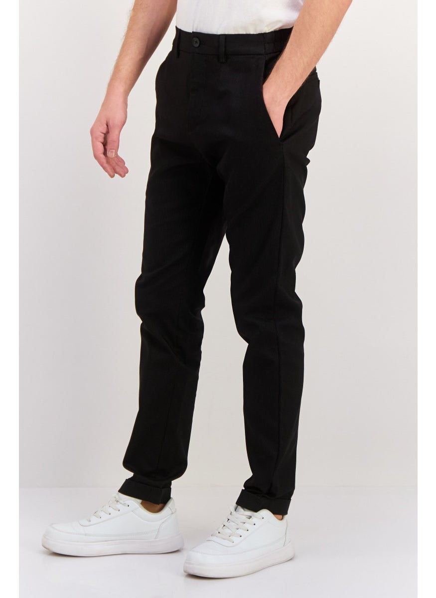 Men Slim Fit Micro Dots Chino Pants, Black