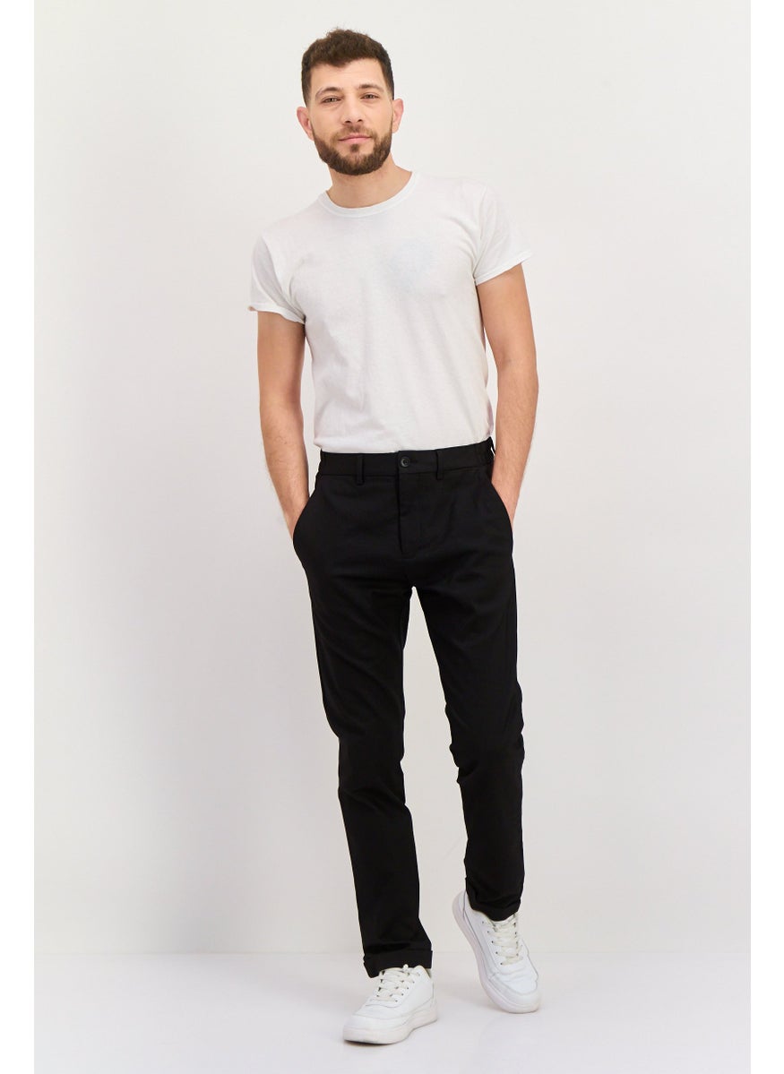 Men Slim Fit Micro Dots Chino Pants, Black