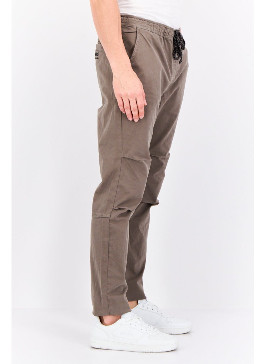 Men Regular Fit Drawstring Chino Pants, Taupe