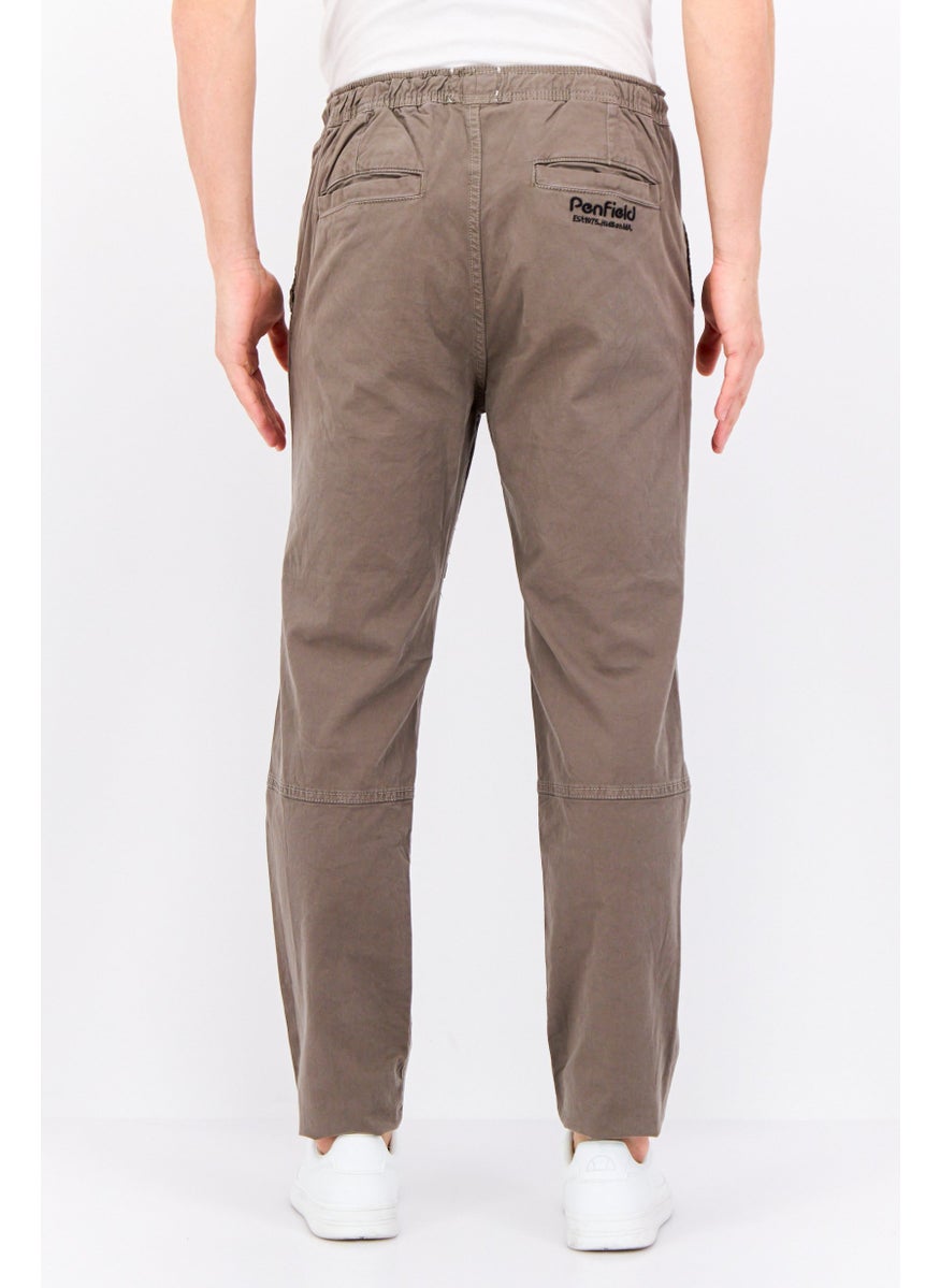 Men Regular Fit Drawstring Chino Pants, Taupe