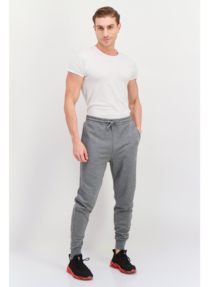 Men Skinny Fit Embroidered Logo Sweatpants Pants, Grey