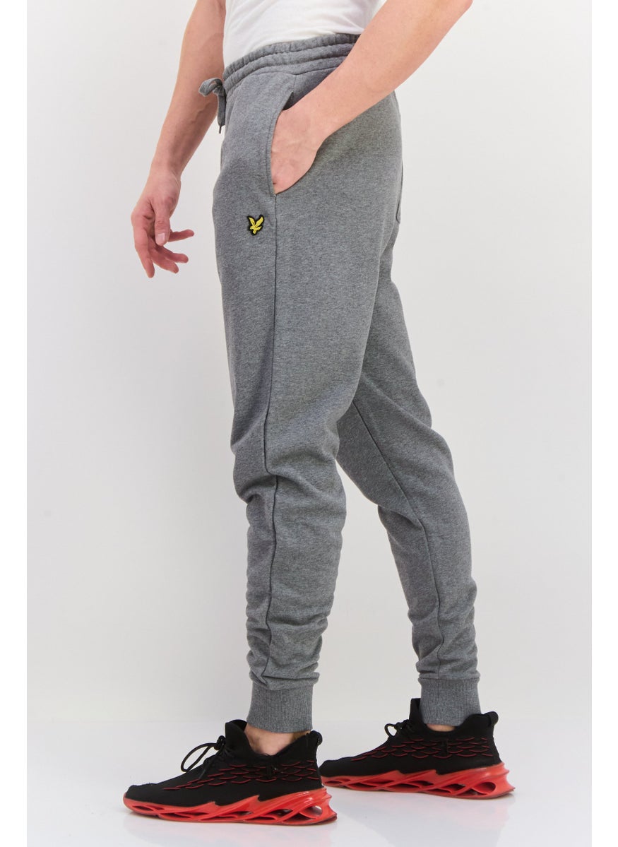 Men Skinny Fit Embroidered Logo Sweatpants Pants, Grey