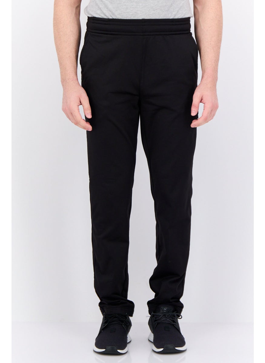 Men Regular Fit Plain Track Pants, Black