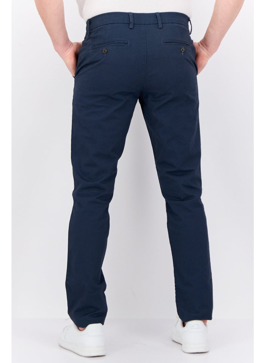 Men Slim Fit Solid Chino Pants, Sage Blue
