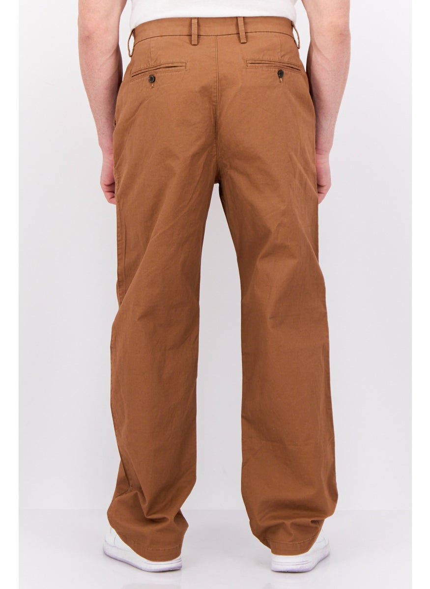 Men Regular Fit Solid Chino Pants, Brown