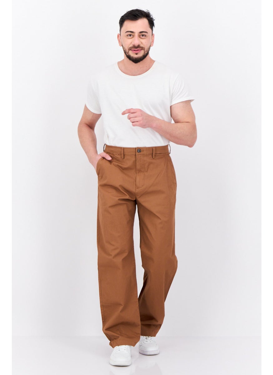 Men Regular Fit Solid Chino Pants, Brown