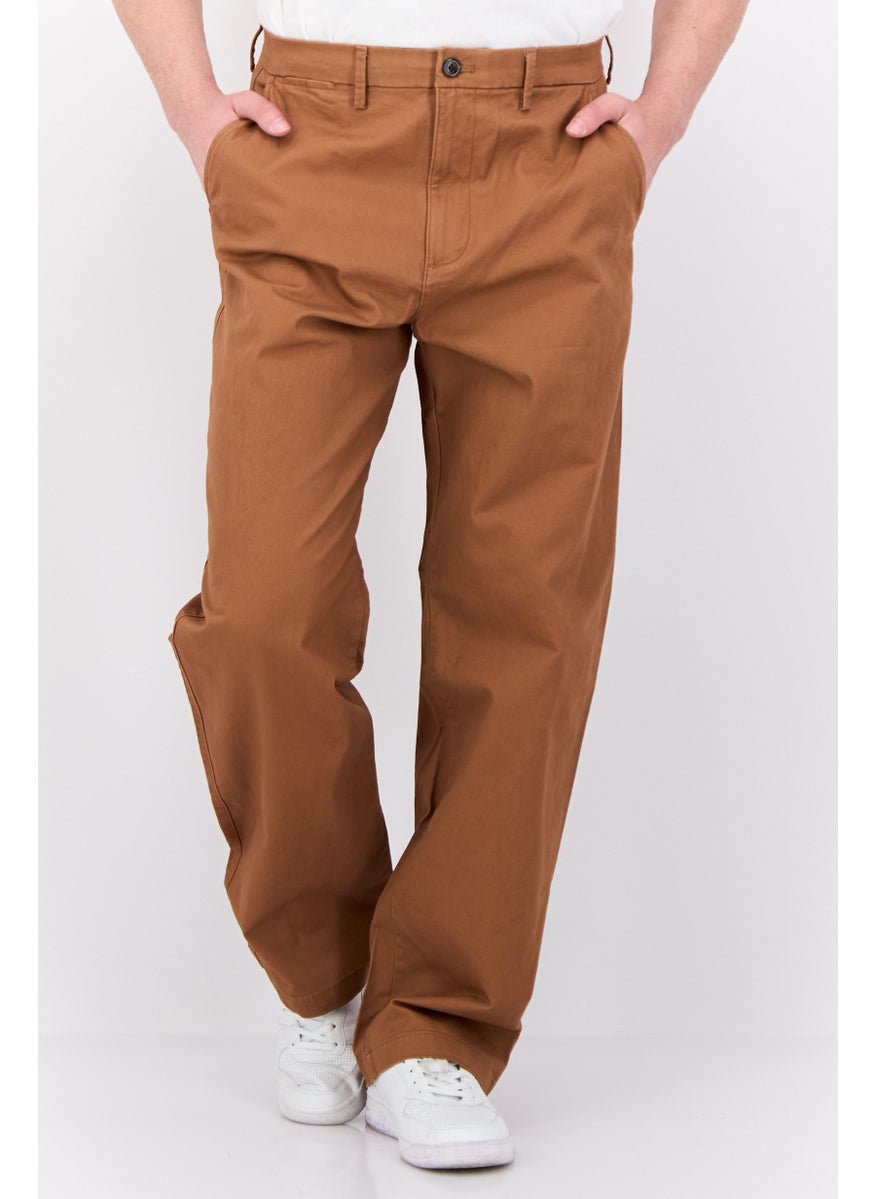 Men Regular Fit Solid Chino Pants, Brown