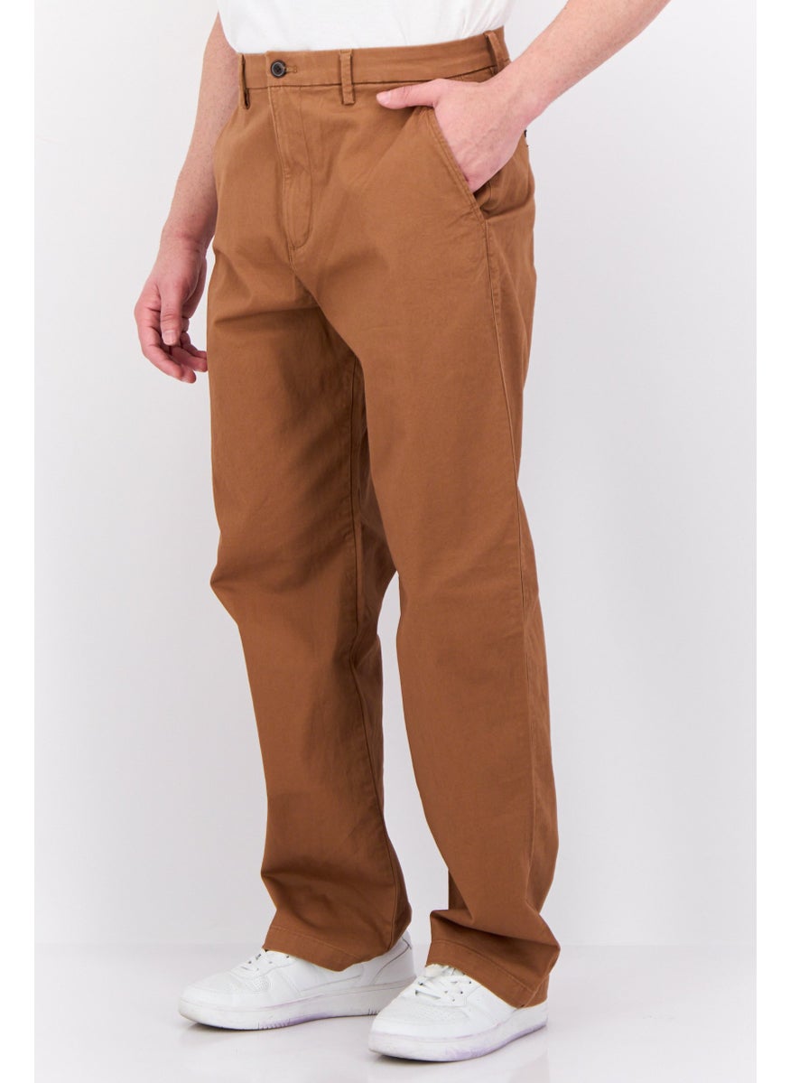 Men Regular Fit Solid Chino Pants, Brown