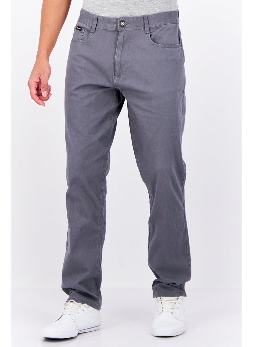 Men Regular Fit Solid Chino Pants, Grey