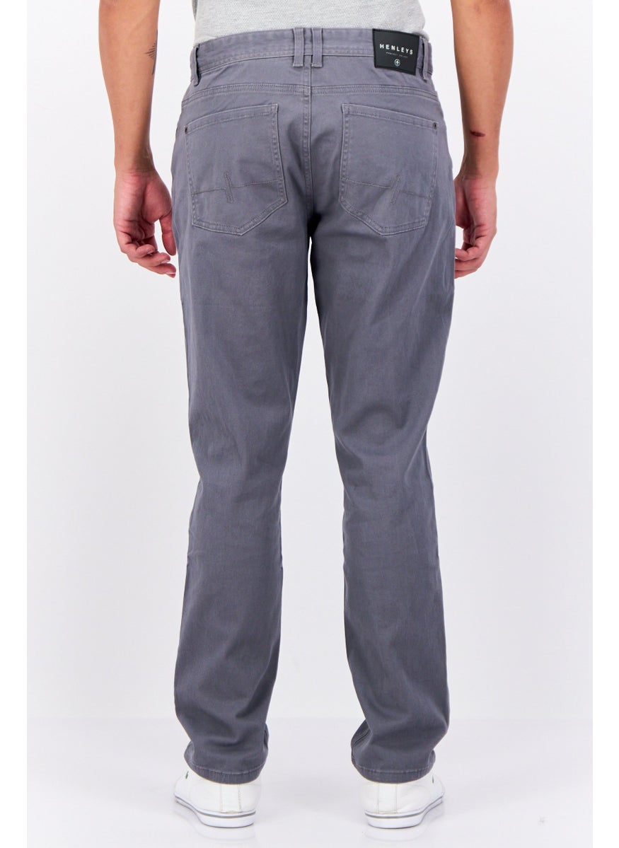 Men Regular Fit Solid Chino Pants, Grey