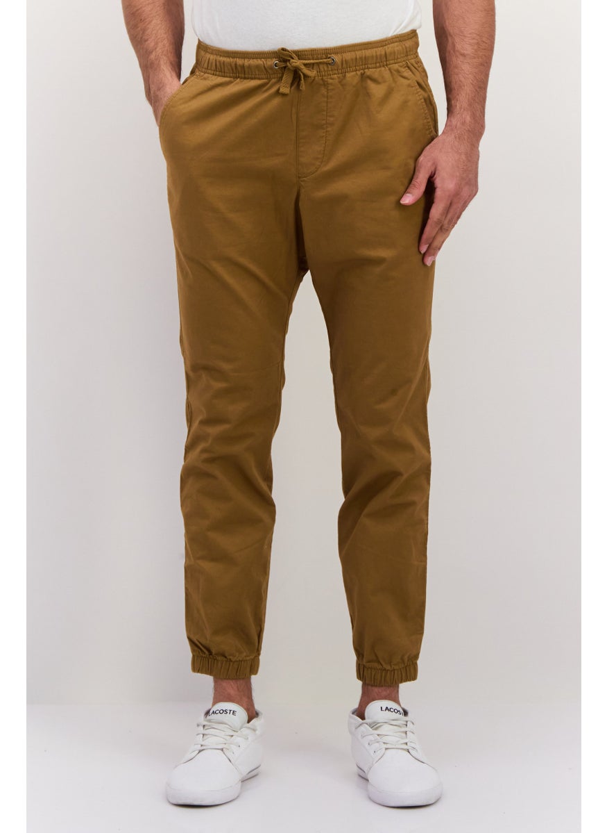 Men Regular Fit Solid Jogger Pants, Khaki