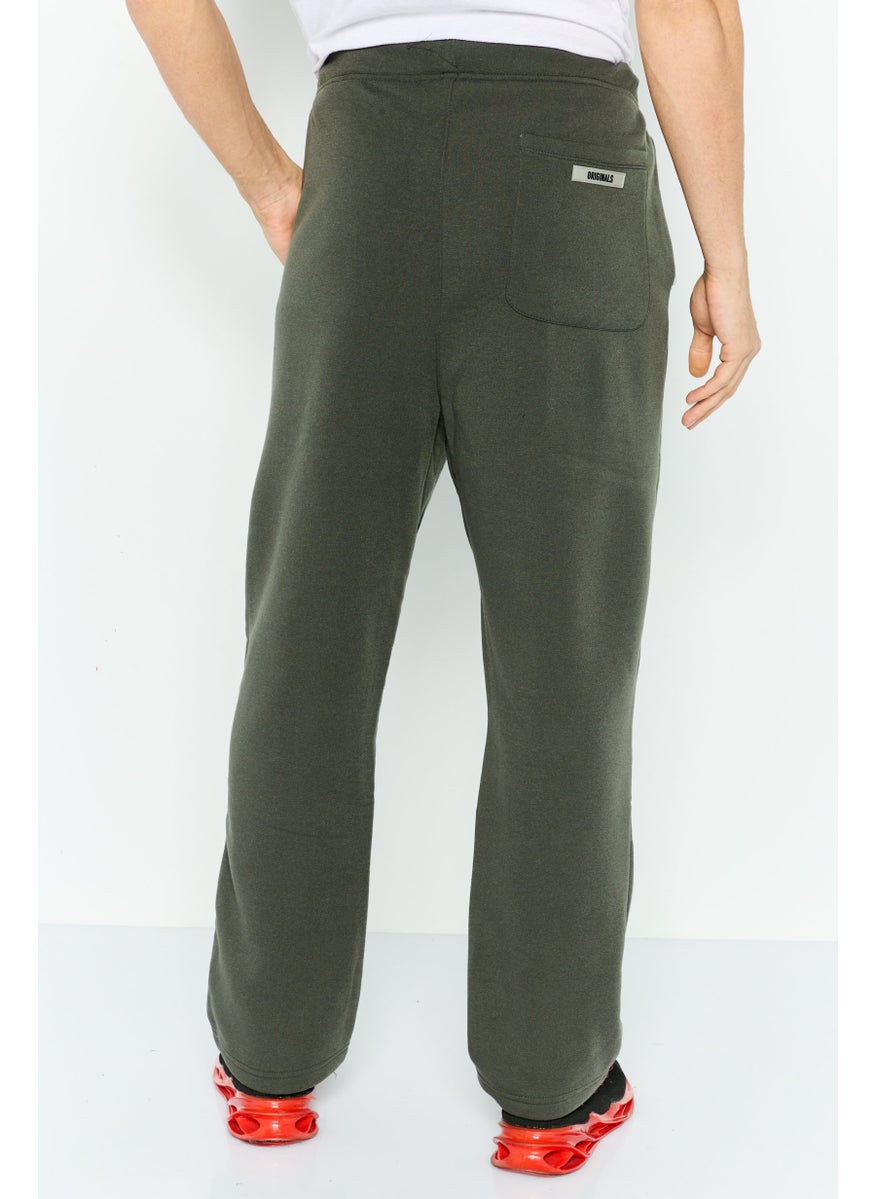 Men Relaxed Fit Drawstring Side Pocket Sweatpants, Hunter Green