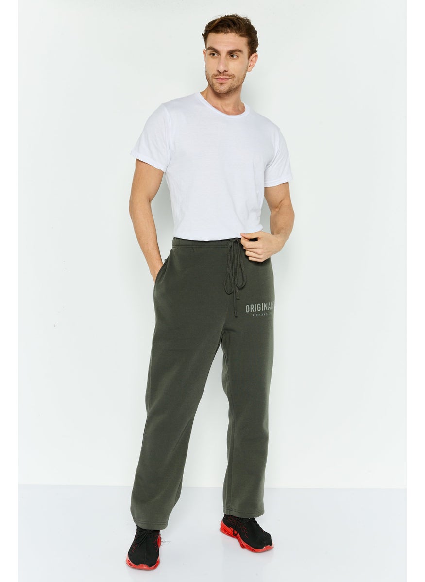 Men Relaxed Fit Drawstring Side Pocket Sweatpants, Hunter Green