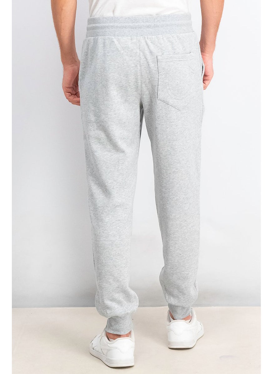 Men Graphic Printed Drawstring Jogger Pants, Heather Grey