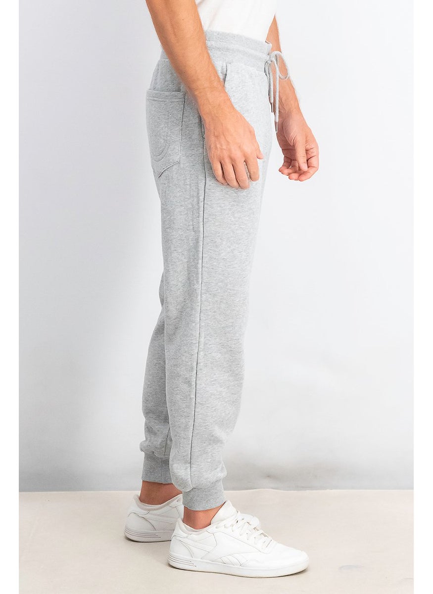 Men Graphic Printed Drawstring Jogger Pants, Heather Grey