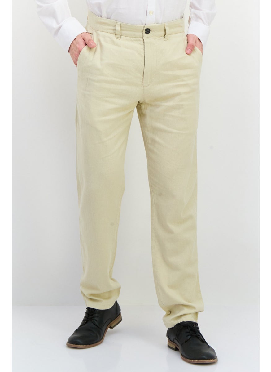 Men Regular Fit Solid Chino Pants, Beige