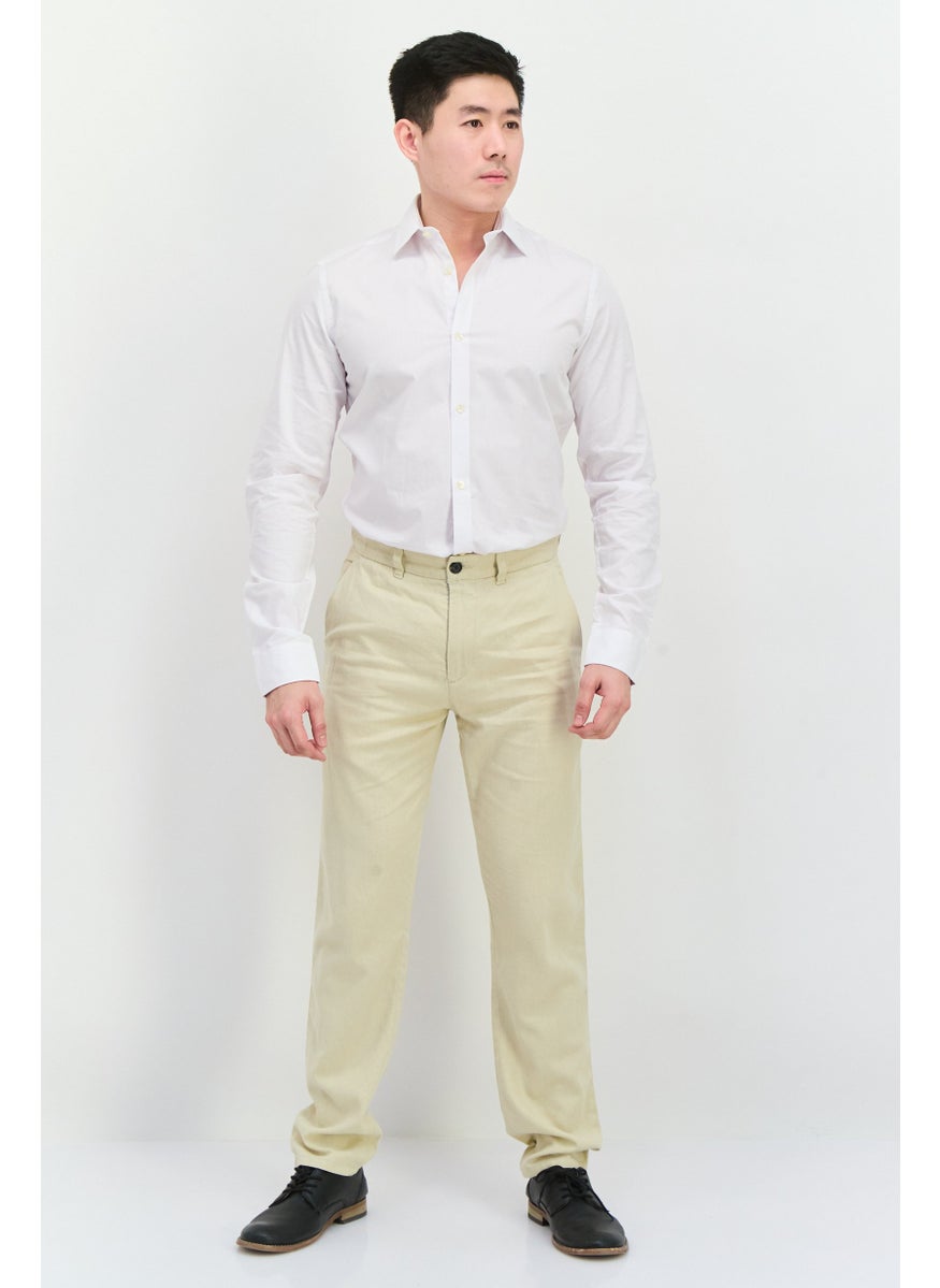 Men Regular Fit Solid Chino Pants, Beige