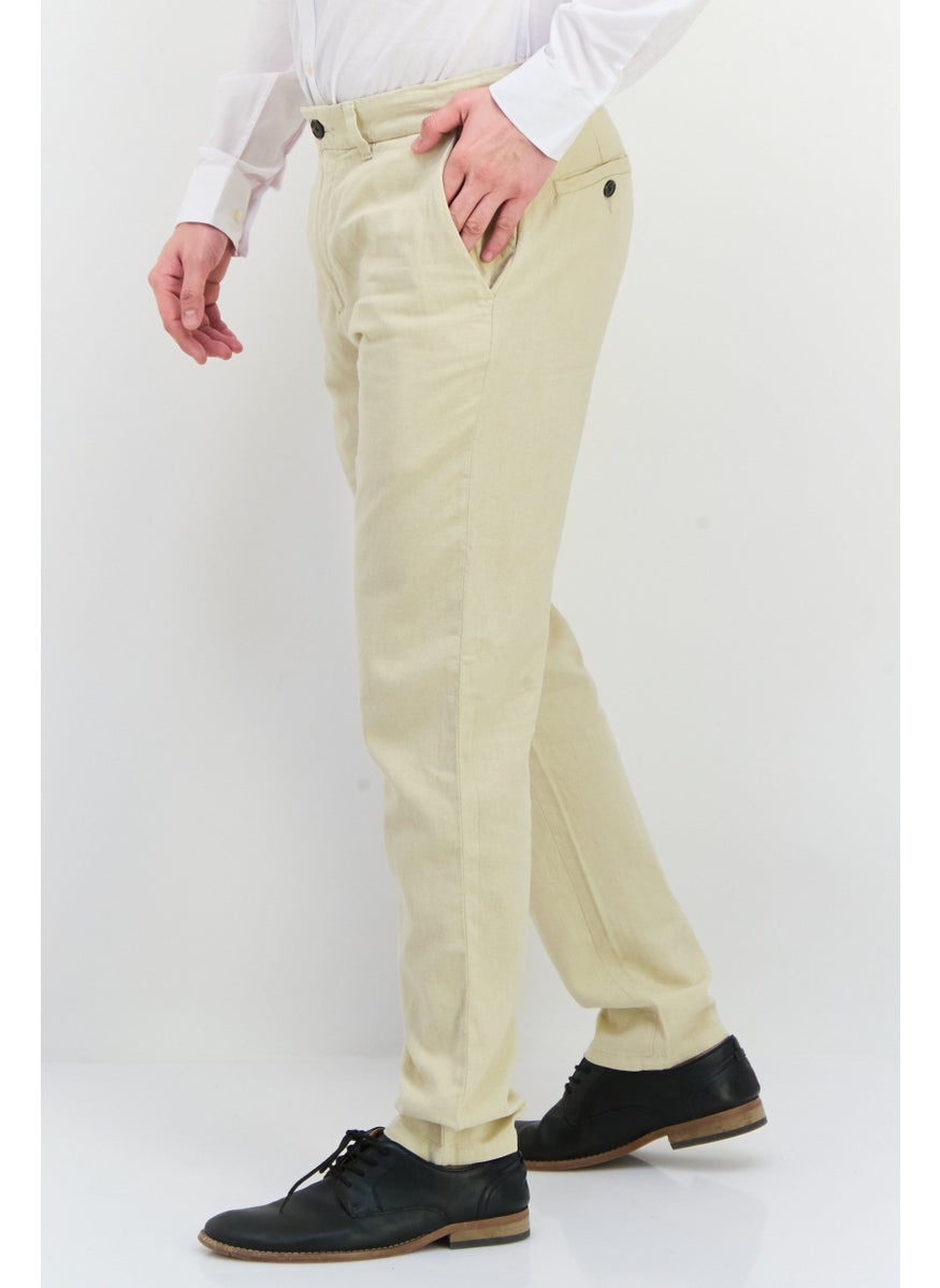 Men Regular Fit Solid Chino Pants, Beige