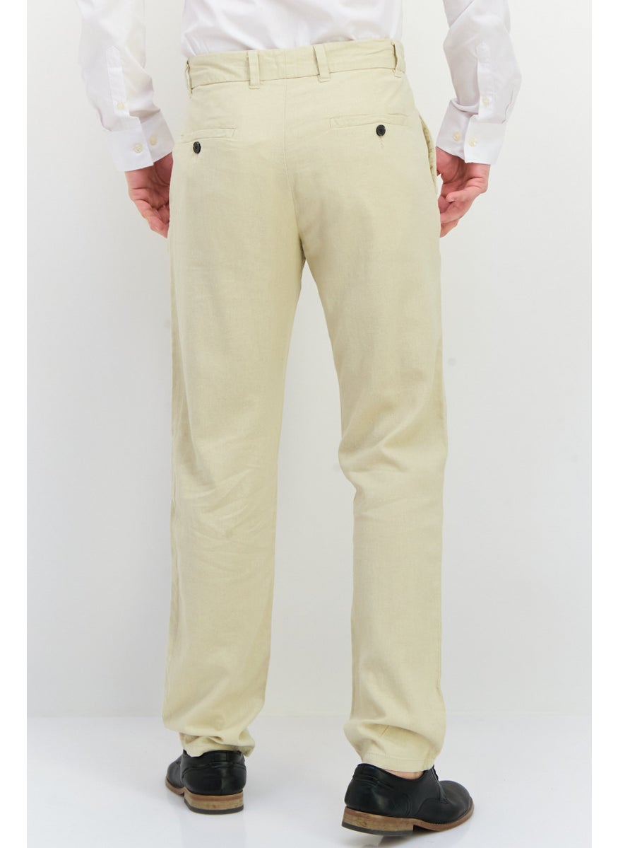 Men Regular Fit Solid Chino Pants, Beige