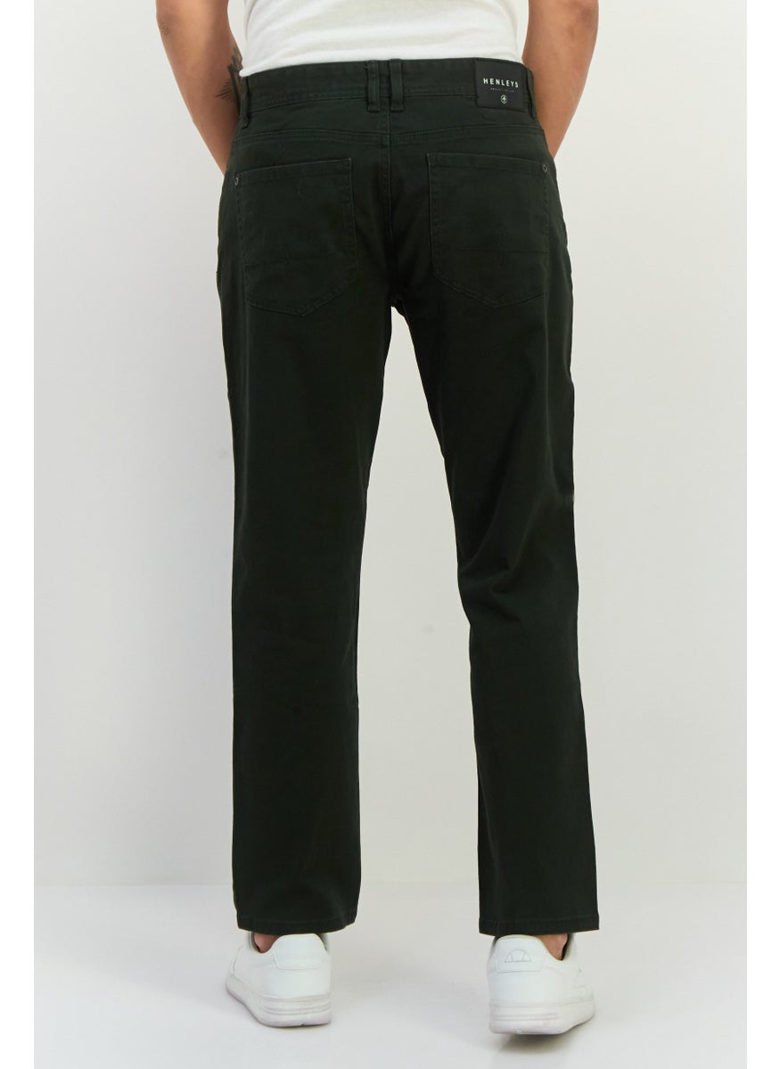 Men Regular Fit Solid Chino Pants, Green