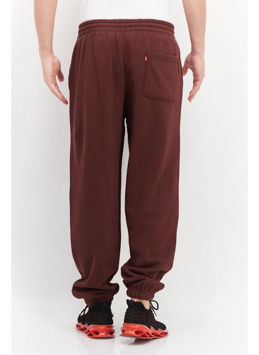 Men Regular Fit Embroidered Logo Jogger Sweatpants, Burgundy