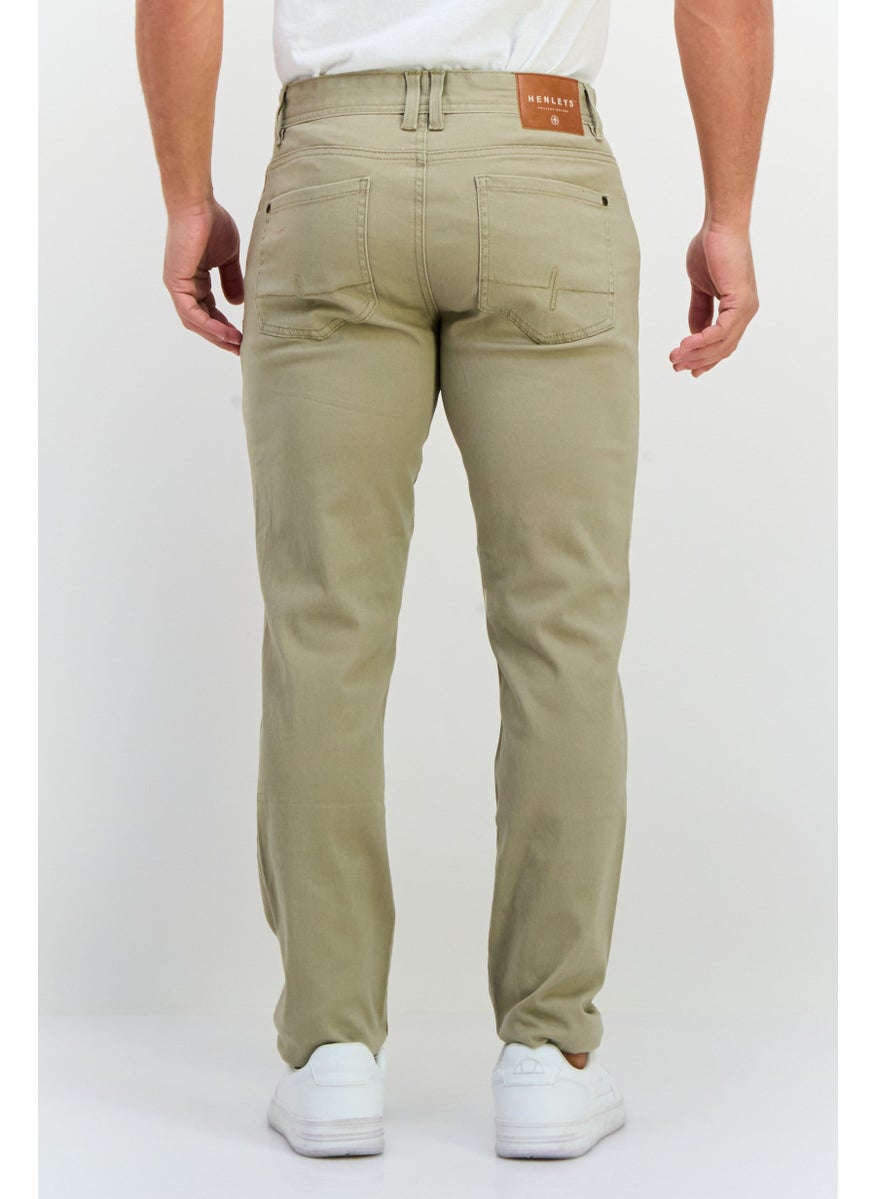 Men Regular Fit Plain Chino Pants, Stone