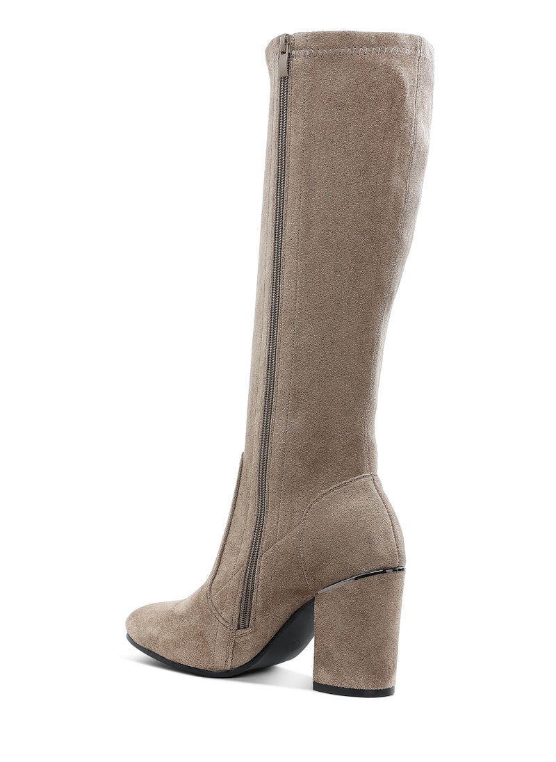 Microfiber Calf Boots in TAUPE