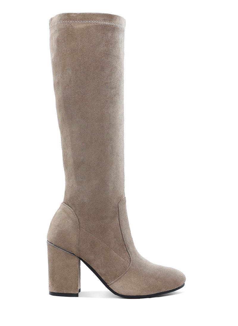 Microfiber Calf Boots in TAUPE