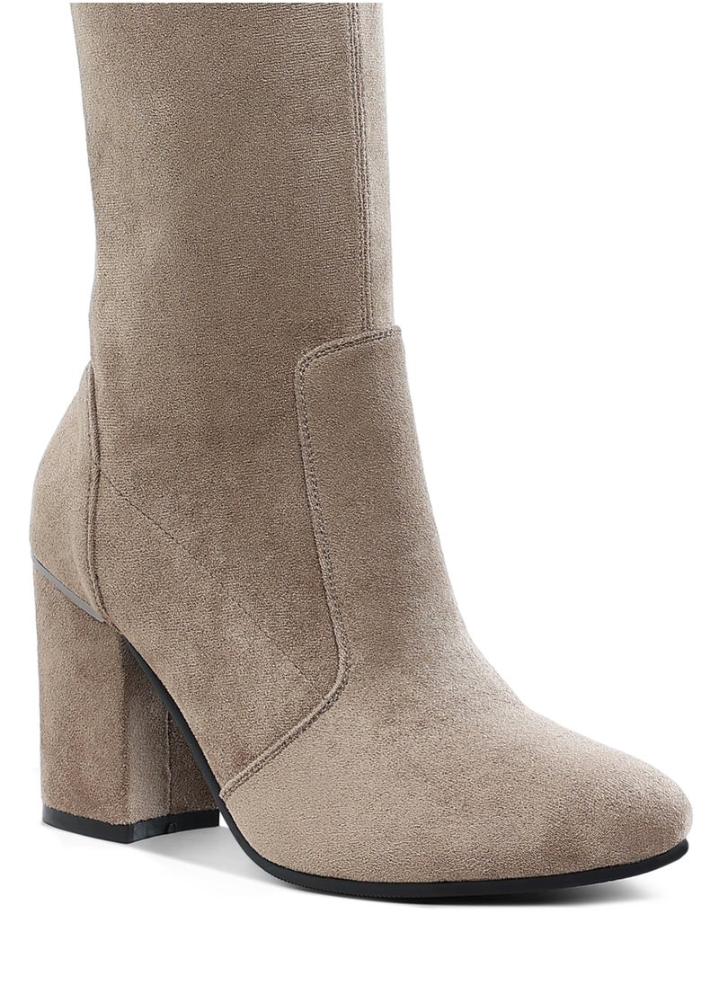 Microfiber Calf Boots in TAUPE