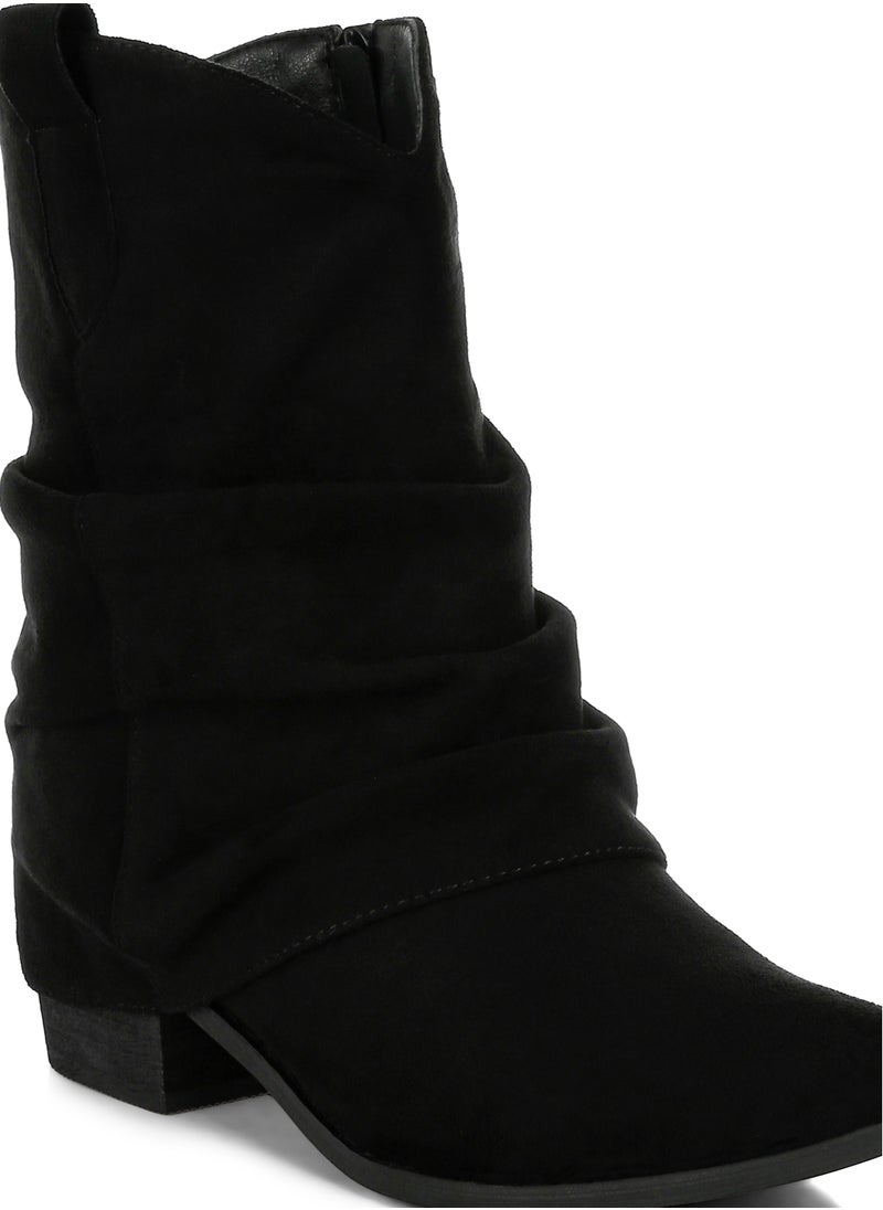 Slouchy Calf Boots in Black