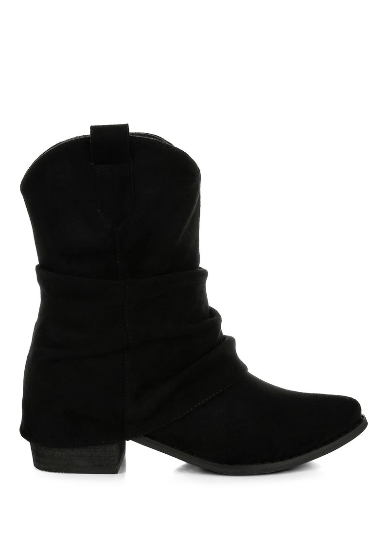 Slouchy Calf Boots in Black