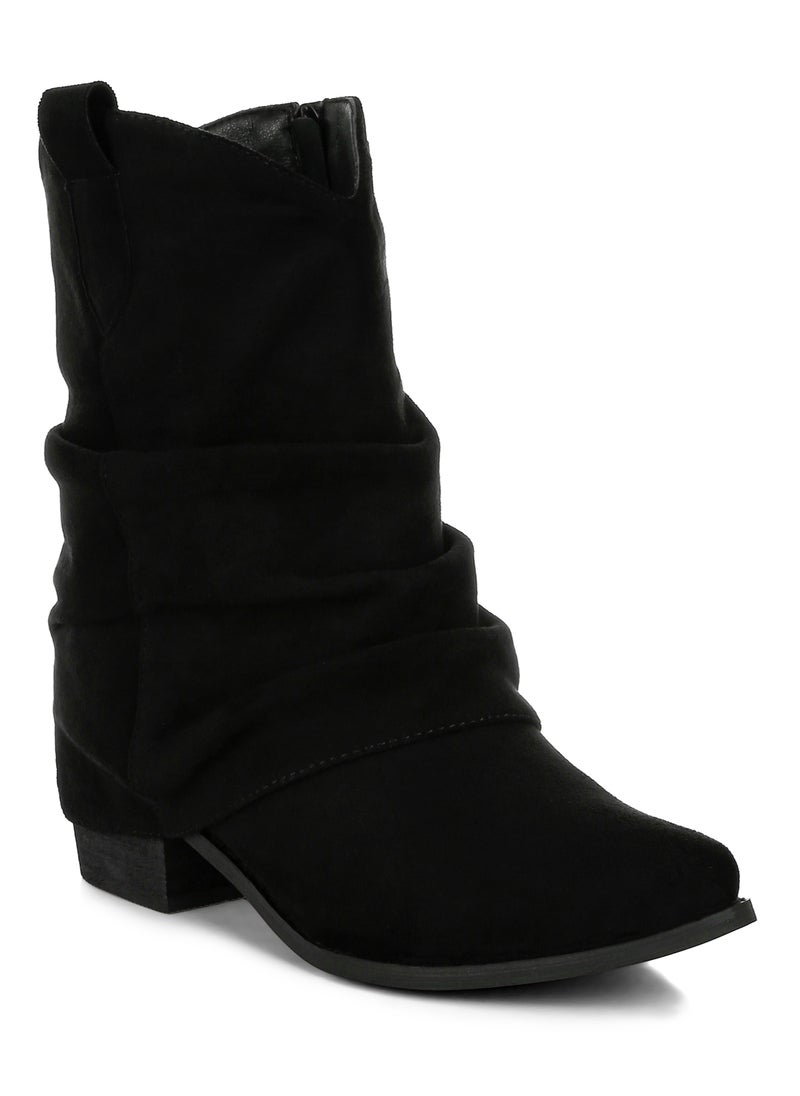 Slouchy Calf Boots in Black