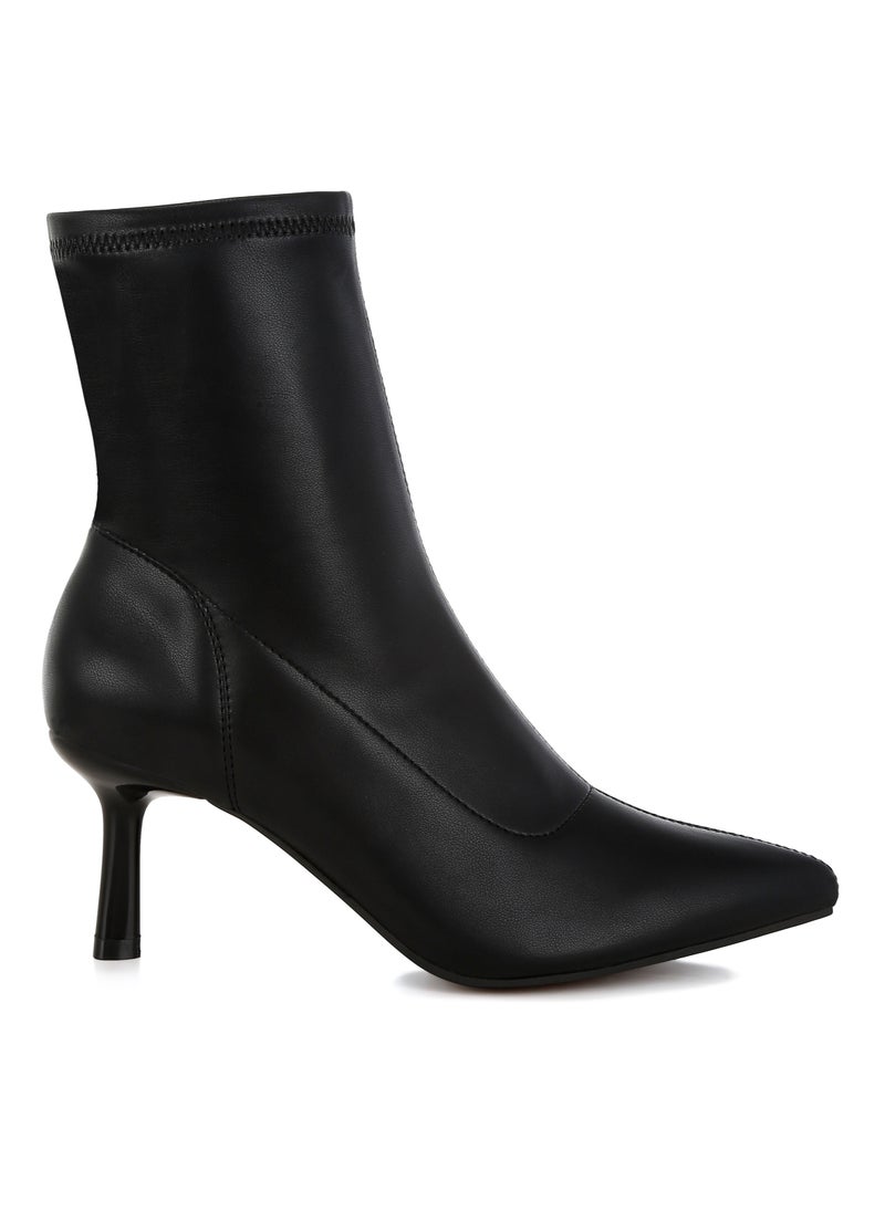 Stiletto Heel Sock Boots in Black