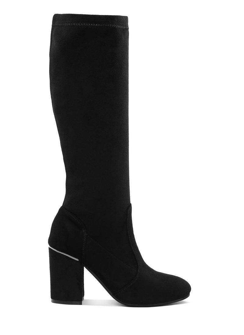 Microfiber Calf Boots in Black