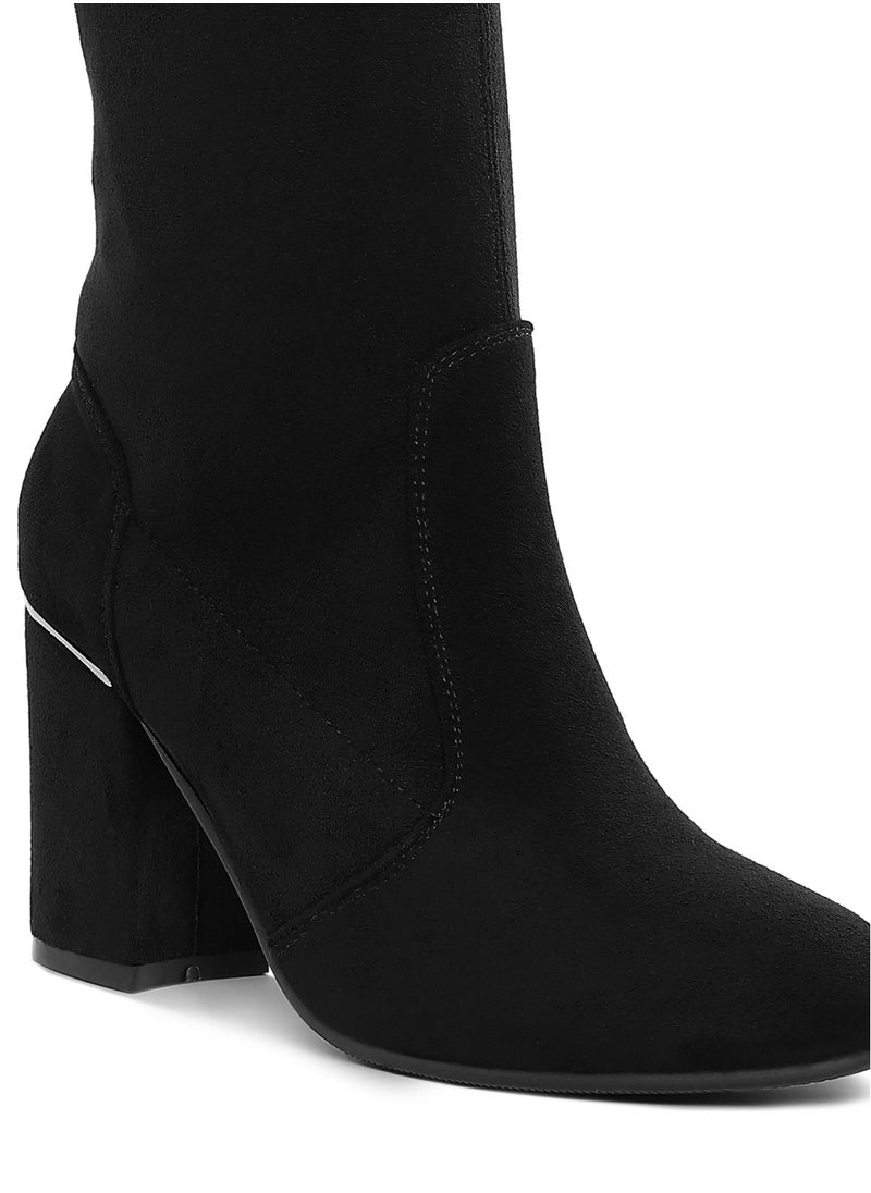 Microfiber Calf Boots in Black