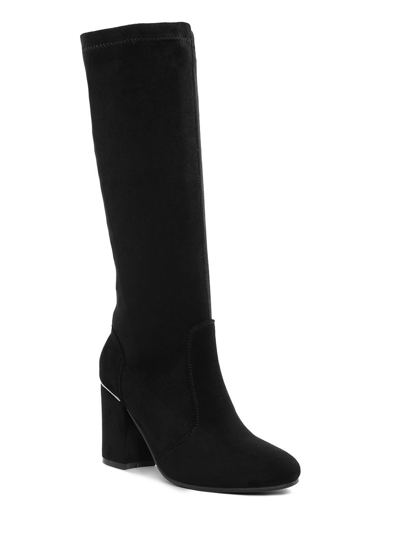 Microfiber Calf Boots in Black