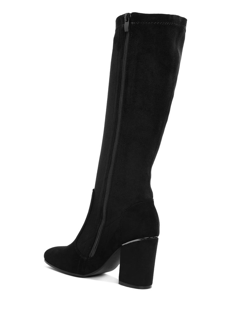 Microfiber Calf Boots in Black