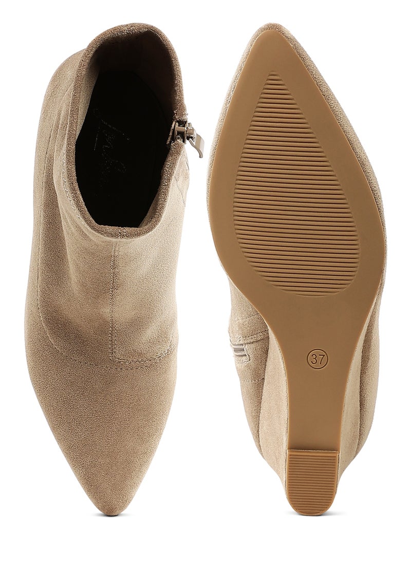 Microfiber Wedge Sock Boots in Beige