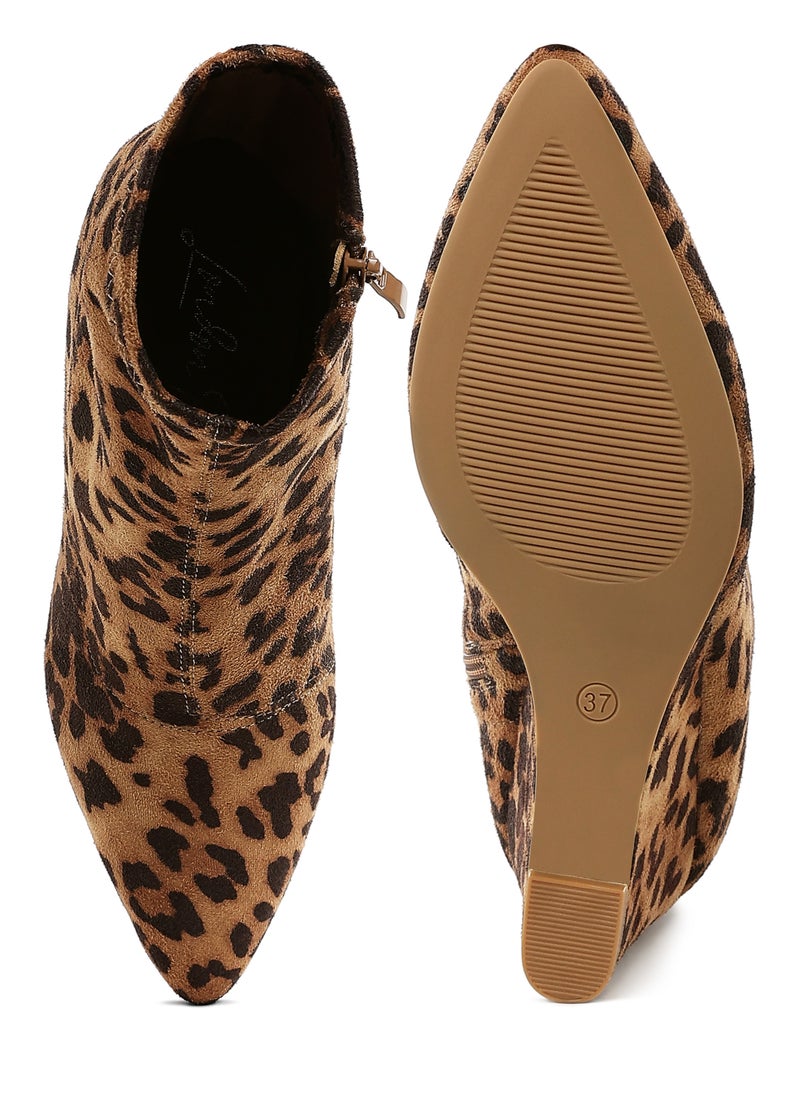 Microfiber Wedge Sock Boots in Leopard