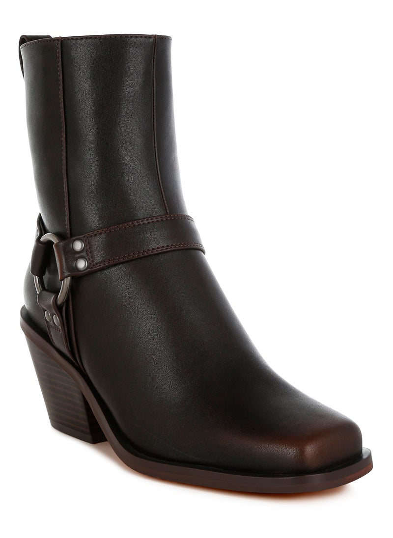 Elevated Harness Detail Ankle Boots